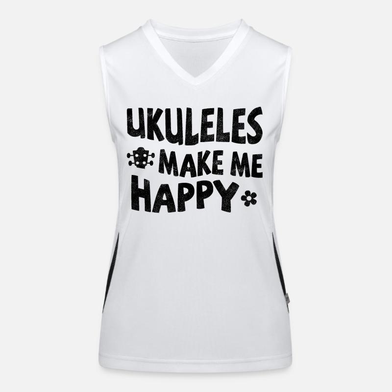 Ukuleles make me happy Women's Functional Contrast Tank Top