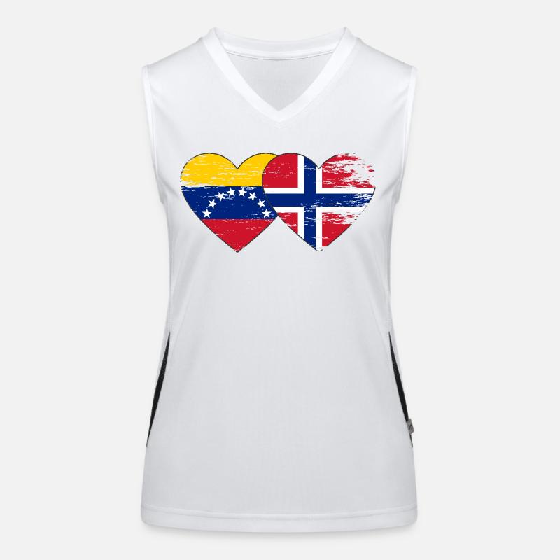 Venezuela Norvège drapeau mains forme de coeur utilisé Débardeur respirant contrasté Femme
