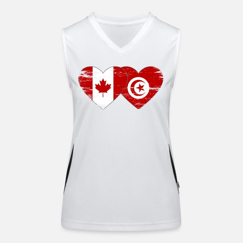 Drapeau du Canada Tunisie coeur utilisé Débardeur respirant contrasté Femme