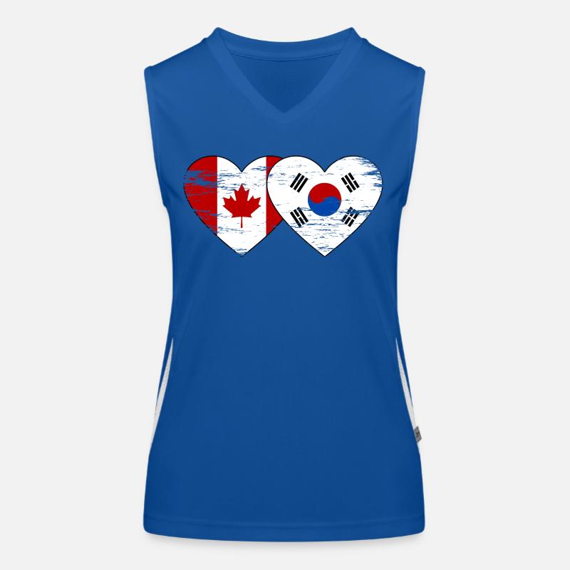 Canada Corée du Sud Drapeau Coeur Utilisé Débardeur respirant contrasté Femme