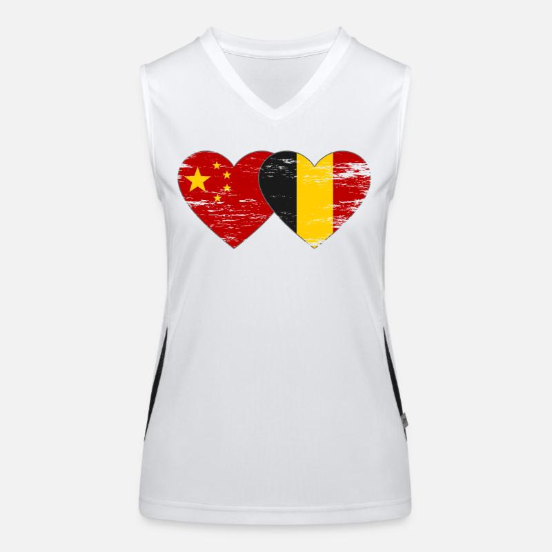 Drapeau de la Chine Belgique coeur utilisé Débardeur respirant contrasté Femme