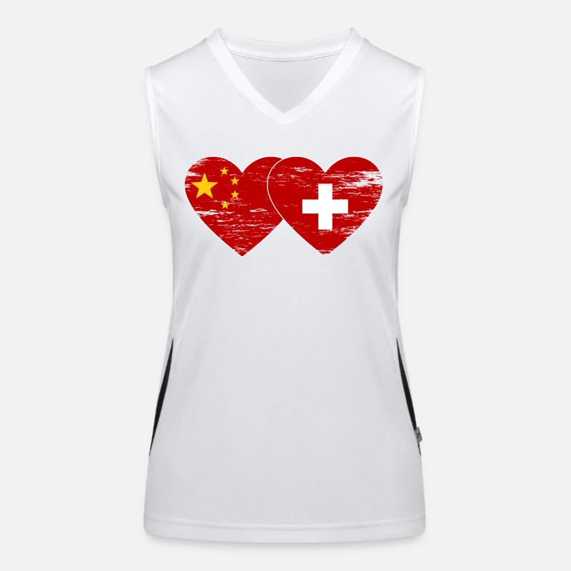 China Schweiz Flagge Herz used Funktionelles Kontrast-Tank Top für Frauen
