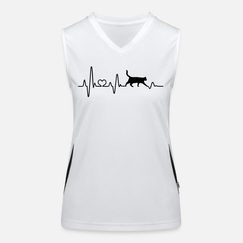 Katze Herzschlag Pulsschlag liebe Katzenfreund Funktionelles Kontrast-Tank Top für Frauen