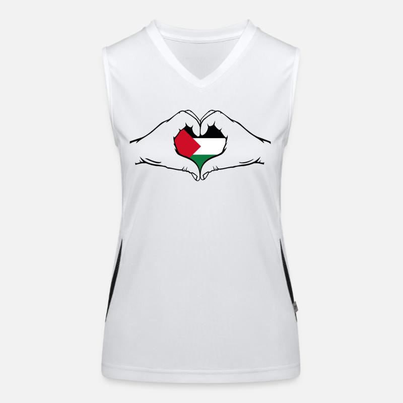 Drapeau de la Palestine Aiguilles Forme De Coeur Débardeur respirant contrasté Femme