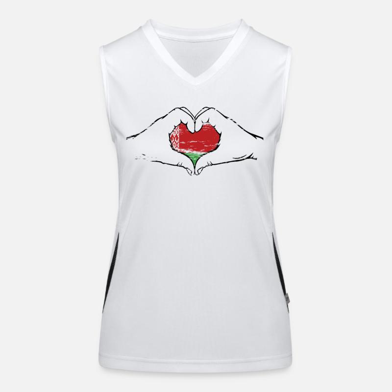 Drapeau de la Biélorussie forme de coeur utilisé Débardeur respirant contrasté Femme