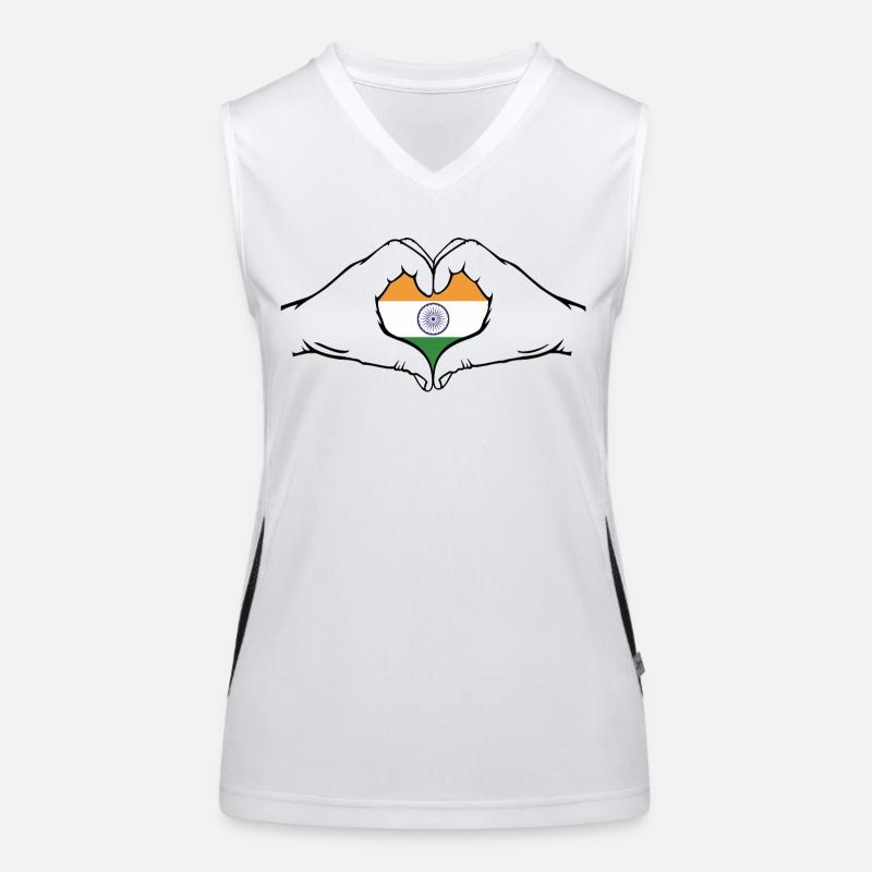 Drapeau de l’Inde en forme de coeur Débardeur respirant contrasté Femme