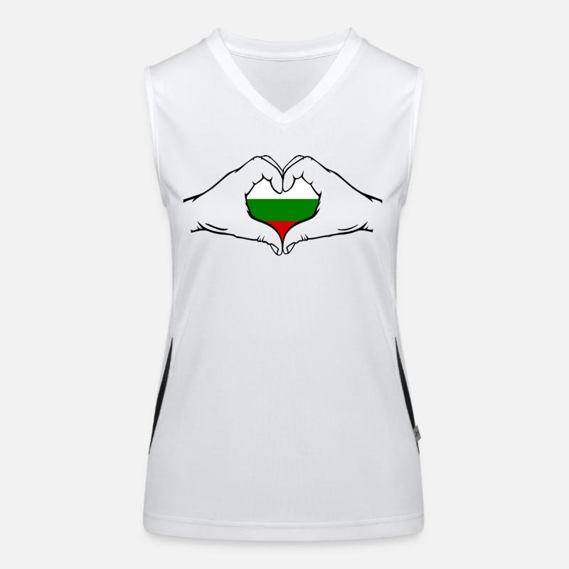 Drapeau de la Bulgarie en forme de coeur Débardeur respirant contrasté Femme