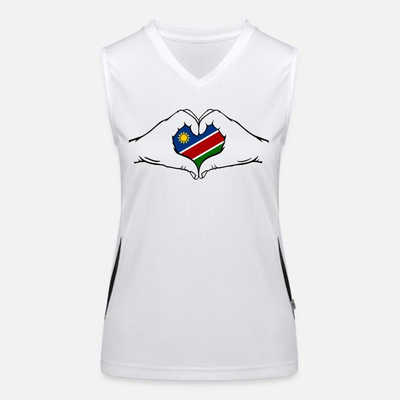 Namibia Flagge Herzform Funktionelles Kontrast-Tank Top für Frauen