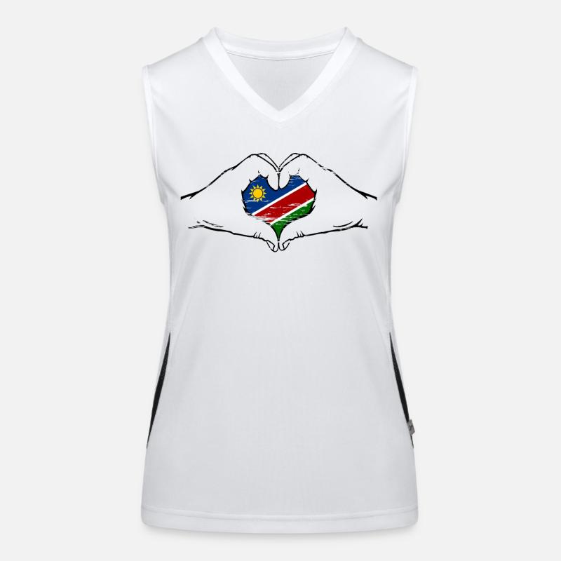 Namibia Flagge Herzform used Funktionelles Kontrast-Tank Top für Frauen