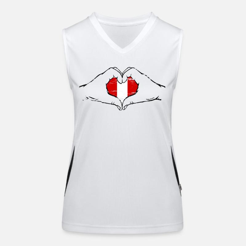 Drapeau du Pérou en forme de coeur utilisé Débardeur respirant contrasté Femme