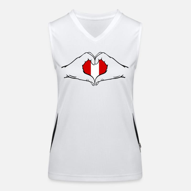 Drapeau du Pérou en forme de coeur Débardeur respirant contrasté Femme