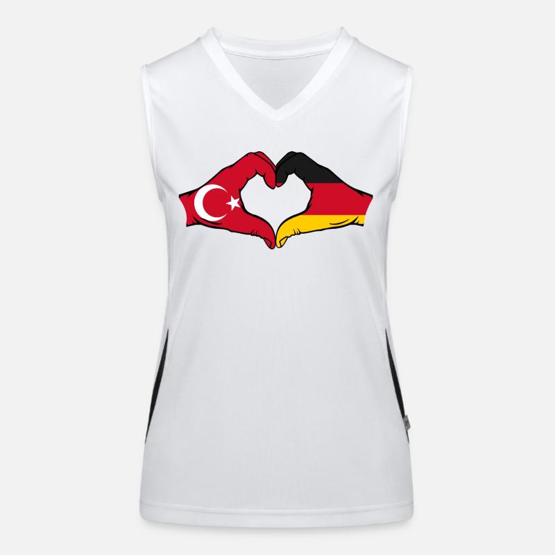 Turkey Germany Heart Shape with Hands Women's Functional Contrast Tank Top