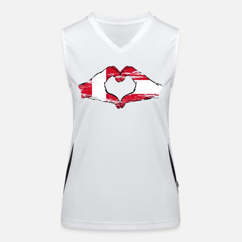 Pérou Autriche drapeau mains forme de coeur utilisé Débardeur respirant contrasté Femme