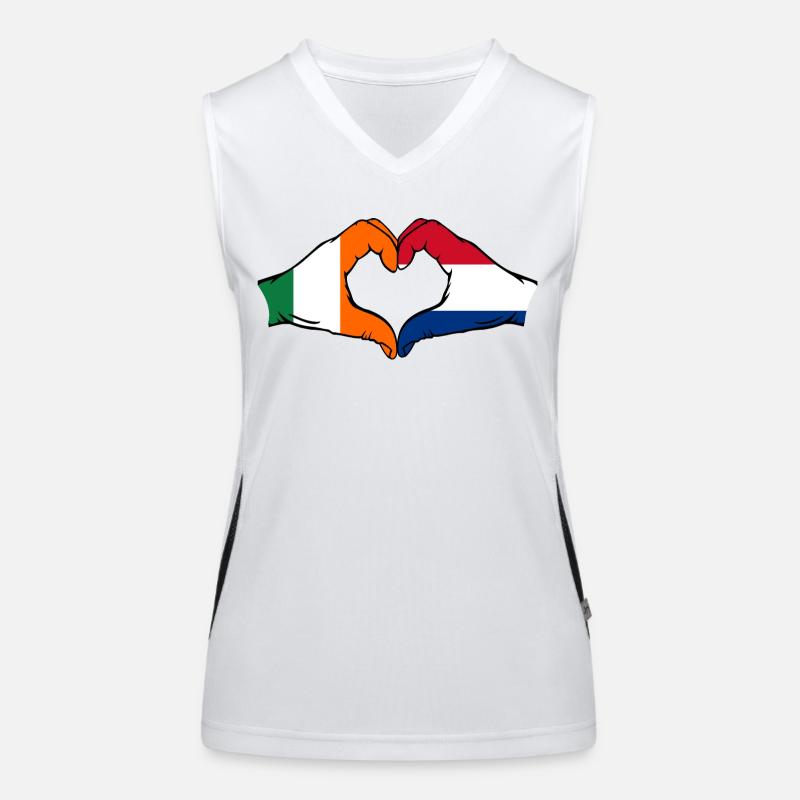 Ireland Holland Flag Hands Heart Shape Women's Functional Contrast Tank Top