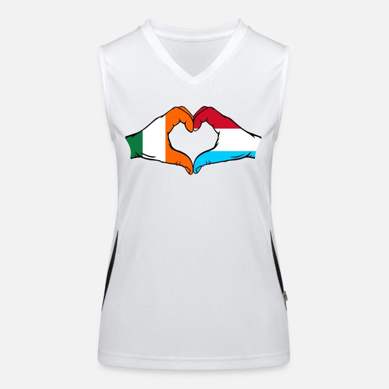 Ireland Luxembourg Flag Hands Heart Shape Women's Functional Contrast Tank Top