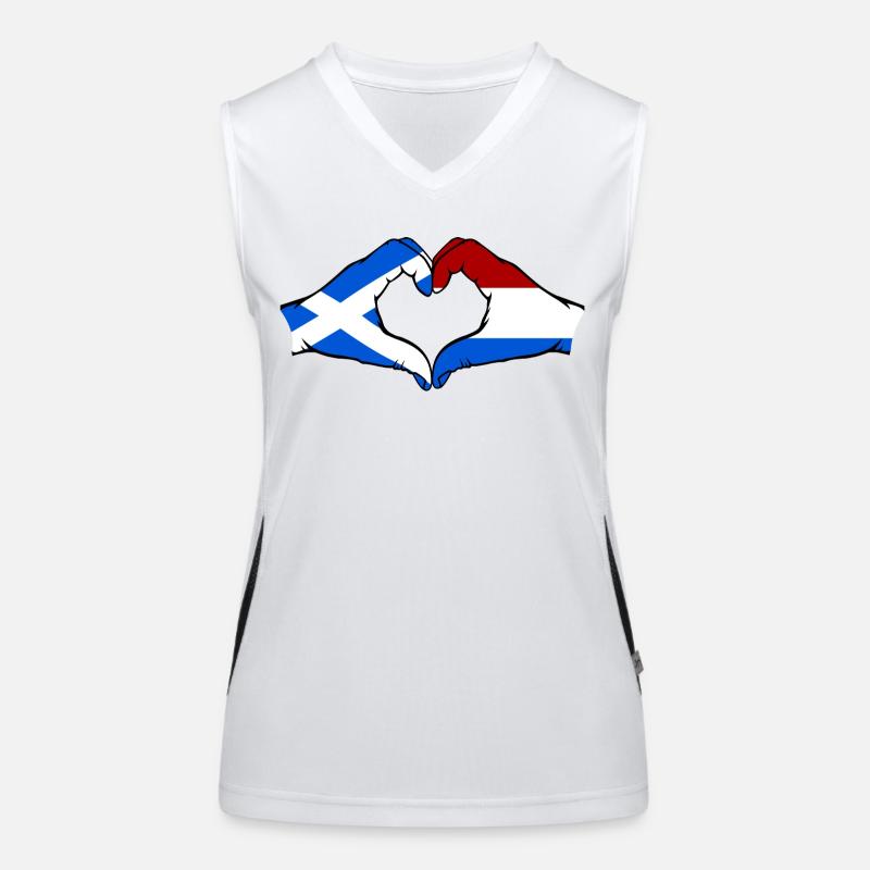 Ecosse Hollande drapeau mains forme de coeur Débardeur respirant contrasté Femme