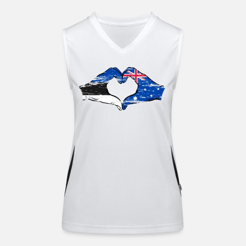 Estland Australien Flagge Herzform used Funktionelles Kontrast-Tank Top für Frauen