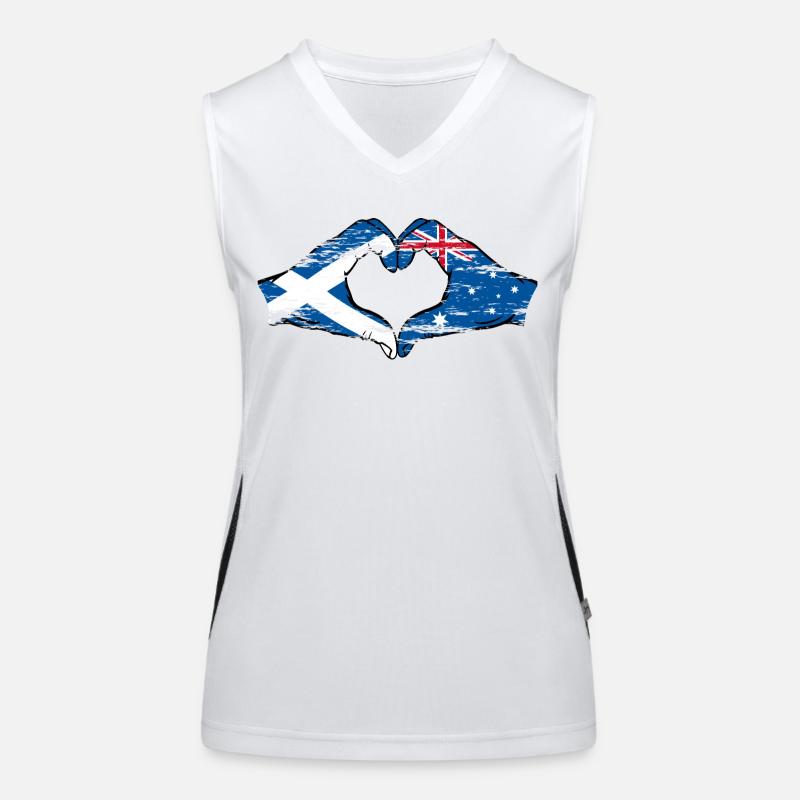 Schottland Australien Flagge Herzform used Funktionelles Kontrast-Tank Top für Frauen