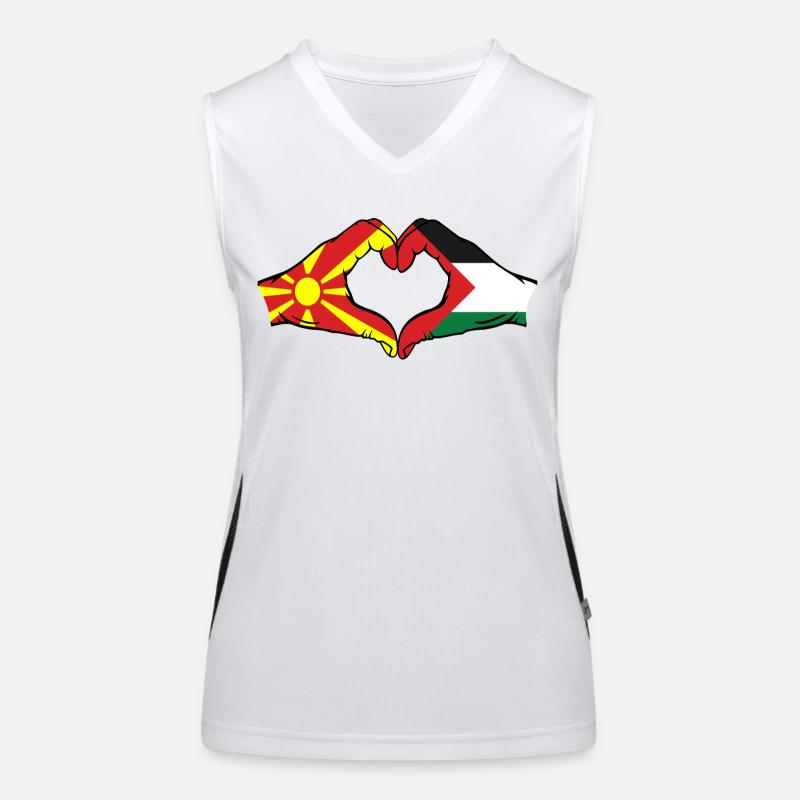 Macédoine Palestine Drapeau Mains Coeur Forme Débardeur respirant contrasté Femme