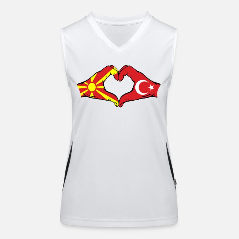 Macédoine Turquie Drapeau Mains Coeur Forme Débardeur respirant contrasté Femme