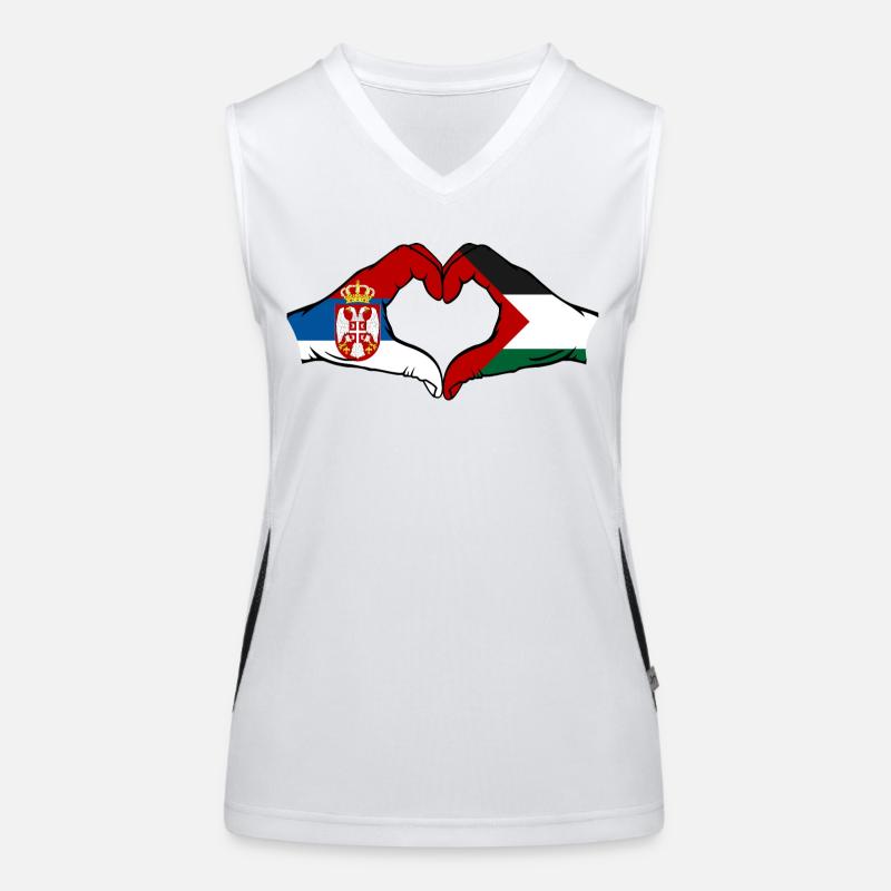 Serbie Palestine Drapeau Coeur Forme Débardeur respirant contrasté Femme