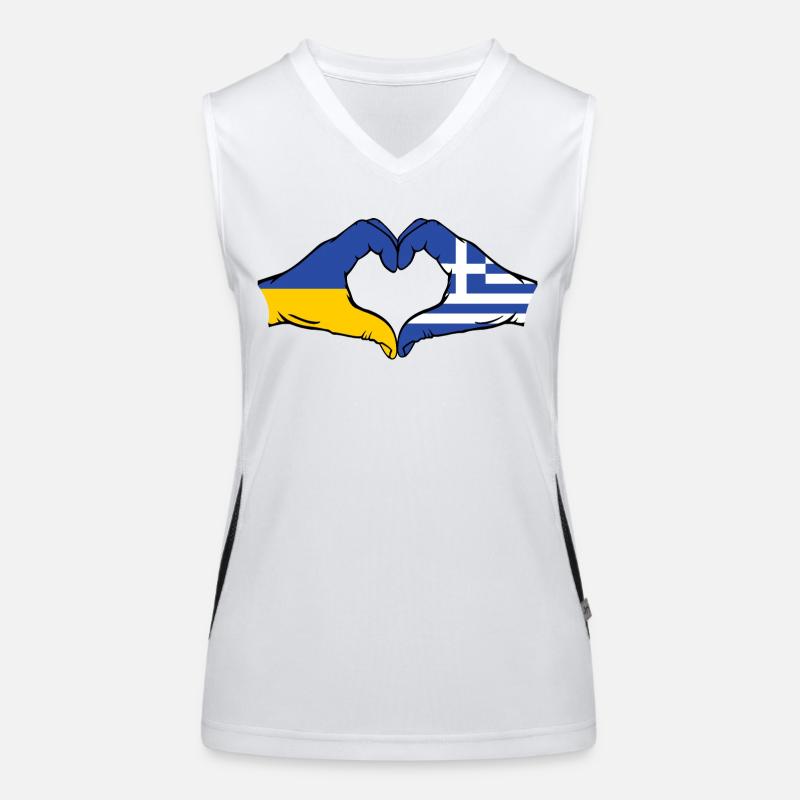Ukraine Grèce Drapeau Coeur Forme Débardeur respirant contrasté Femme