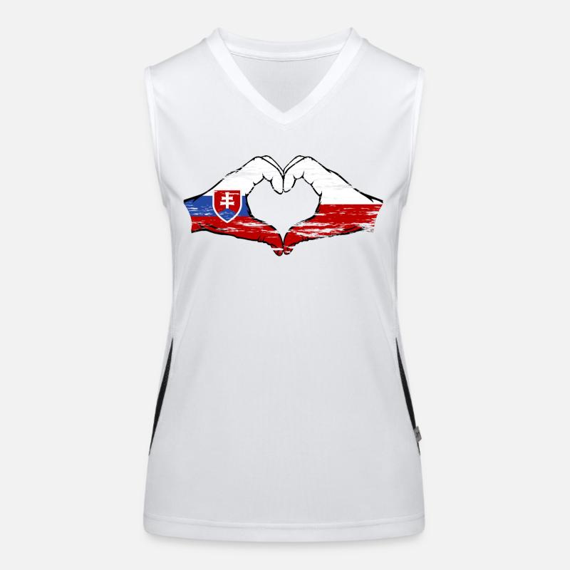 Slovaquie Pologne drapeau mains forme de coeur utilisé Débardeur respirant contrasté Femme