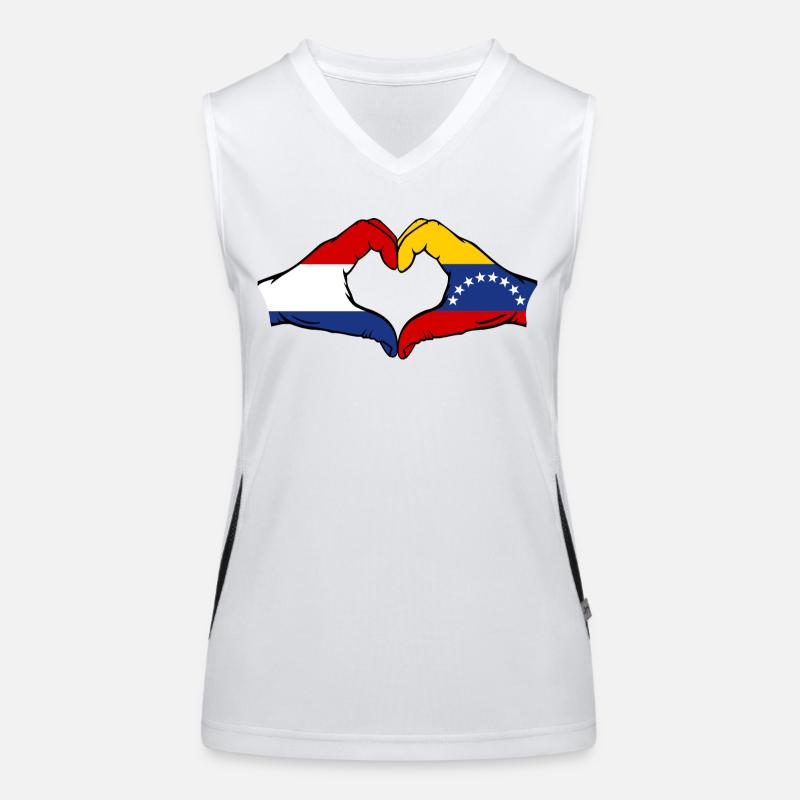 Holland Venezuela Flag Hands Heart Shape Women's Functional Contrast Tank Top
