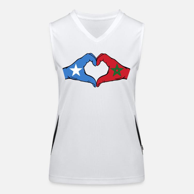 Somalie Maroc Drapeau Mains Coeur Forme Débardeur respirant contrasté Femme