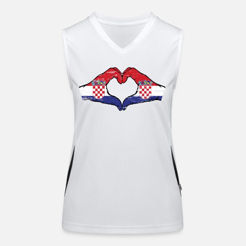 Drapeau de la Croatie mains forme de coeur utilisé Débardeur respirant contrasté Femme