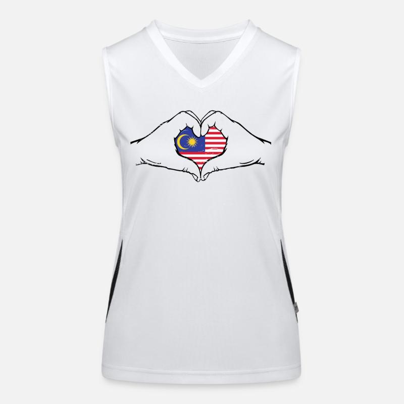 Malaysia flag hands heart shape used Women's Functional Contrast Tank Top
