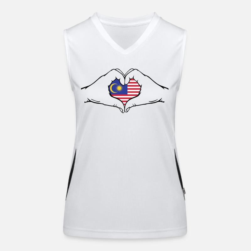 Malaysia Flag Hands Heart Shape Women's Functional Contrast Tank Top