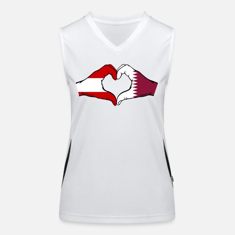 Autriche Qatar drapeau mains forme coeur Débardeur respirant contrasté Femme