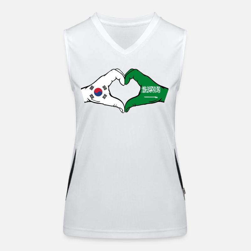Corée du Sud Arabie Saoudite Drapeau Mains Coeur Forme Débardeur respirant contrasté Femme