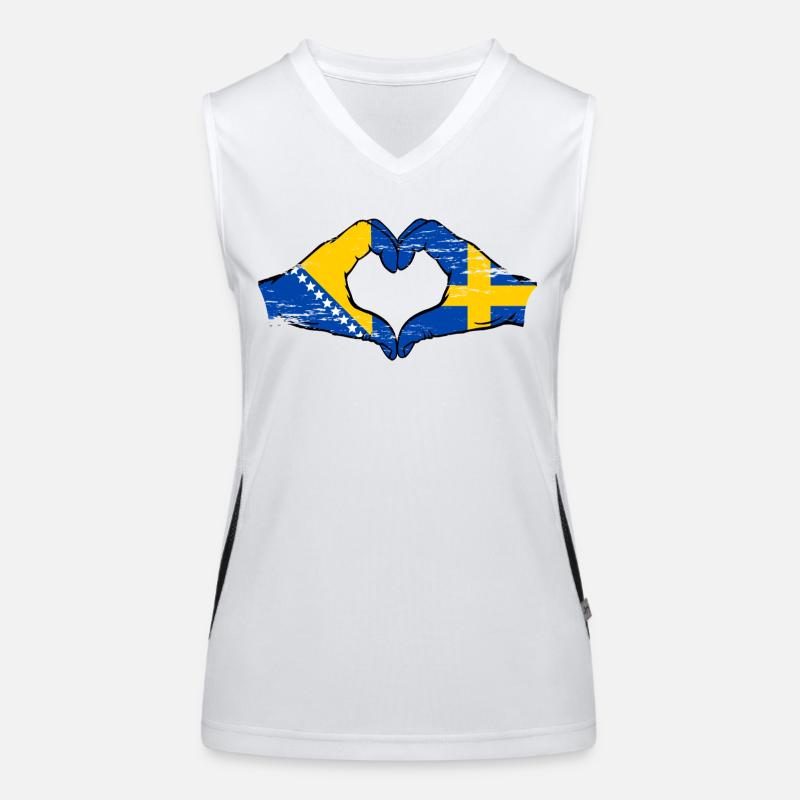 Bosnie Suède drapeau mains forme de coeur utilisé Débardeur respirant contrasté Femme