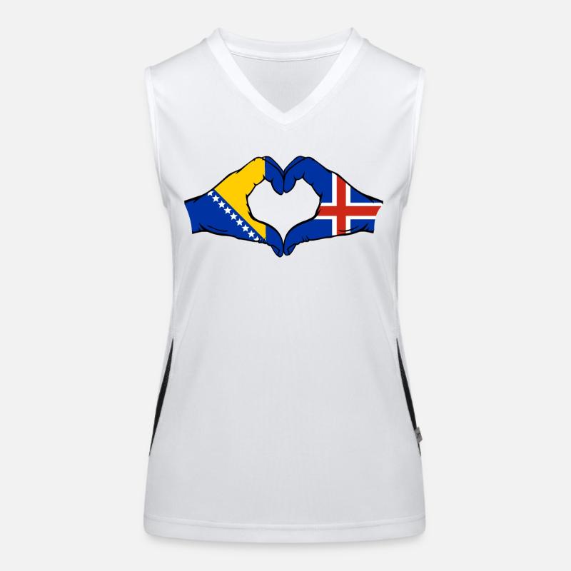 Drapeau de l’île de Bosnie mains forme de coeur Débardeur respirant contrasté Femme