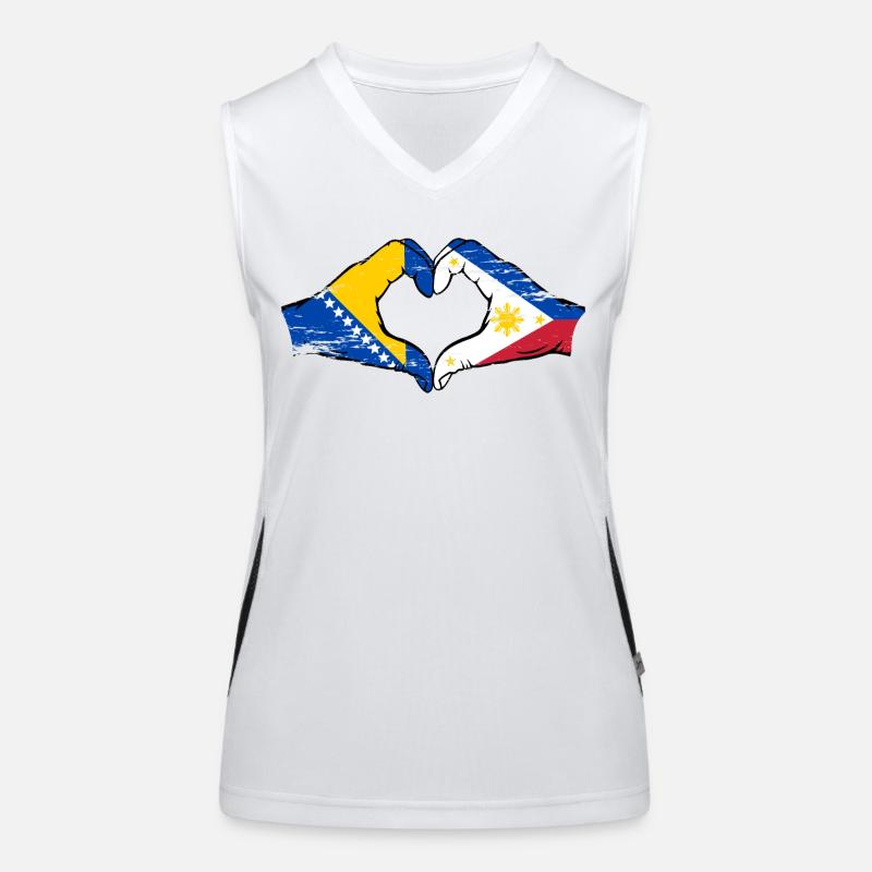 Bosnie Philippines drapeau mains forme de coeur utilisé Débardeur respirant contrasté Femme