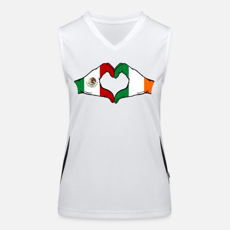 Mexico Ireland Flag Hands Heart Shape Women's Functional Contrast Tank Top