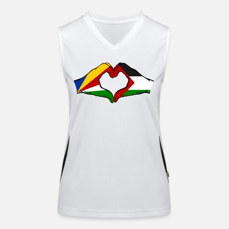 Seychelles Palestine Flag Hands Heart Shape Women's Functional Contrast Tank Top
