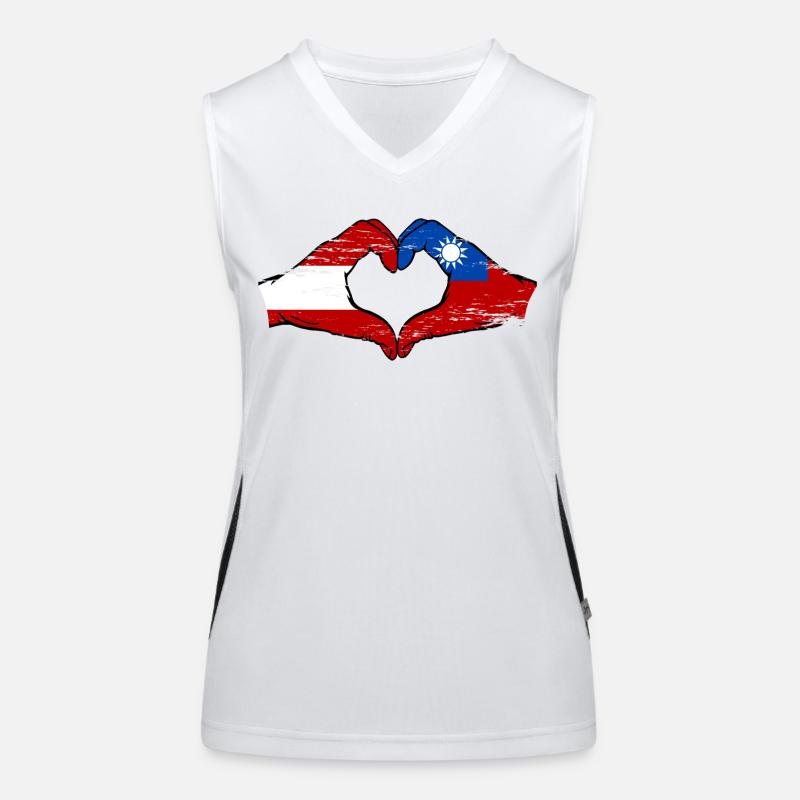 Autriche Taiwan drapeau mains forme de coeur utilisé Débardeur respirant contrasté Femme