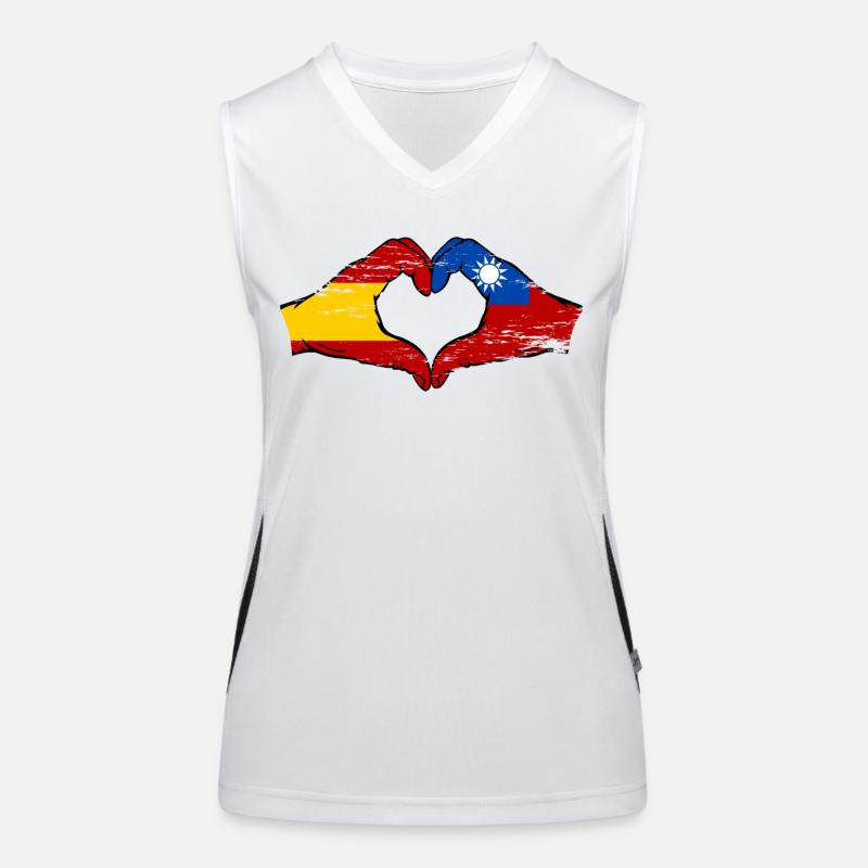 Espagne Taiwan Drapeau Mains Coeur Forme Utilisé Débardeur respirant contrasté Femme