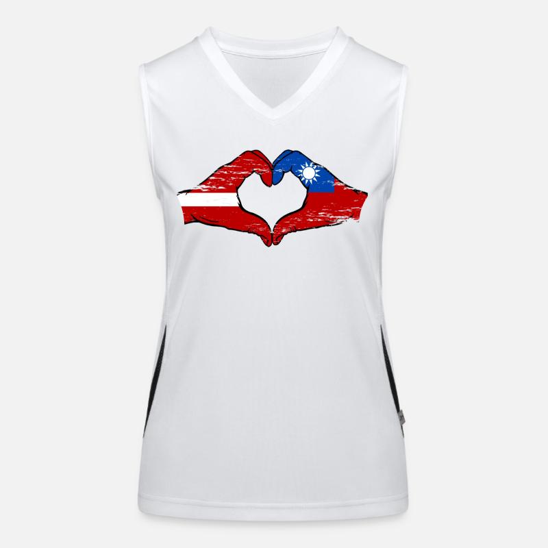 Lettonie Taïwan drapeau mains forme de coeur utilisé Débardeur respirant contrasté Femme