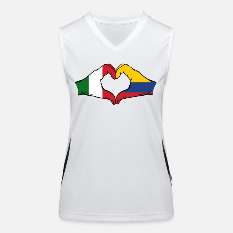 Italie Colombie Drapeau Mains Coeur Forme Débardeur respirant contrasté Femme