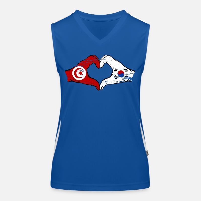 Tunisie Corée du Sud Drapeau Mains Coeur Forme Utilisé Débardeur respirant contrasté Femme