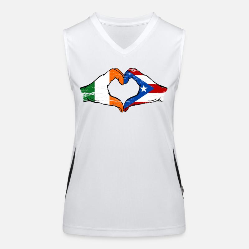 Irlande Porto Rico drapeau mains forme de coeur utilisé Débardeur respirant contrasté Femme