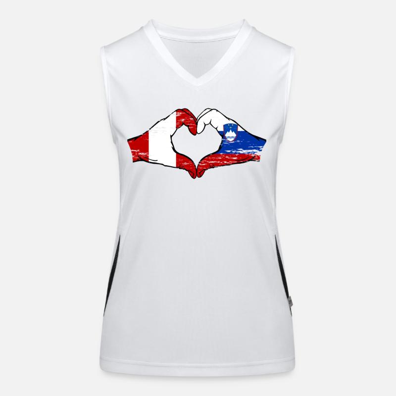 Pérou Slovénie drapeau mains forme de coeur utilisé Débardeur respirant contrasté Femme