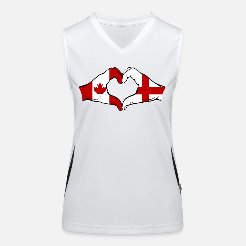 Canada Angleterre Drapeau Mains Coeur Forme Débardeur respirant contrasté Femme