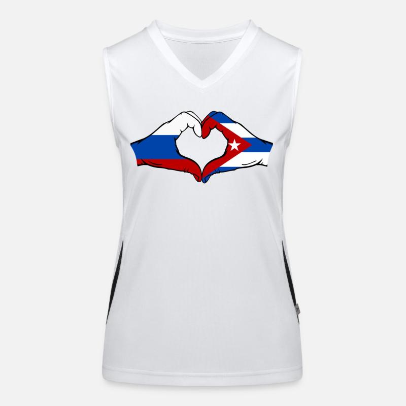 Russie Cuba Drapeau Mains Coeur Forme Débardeur respirant contrasté Femme