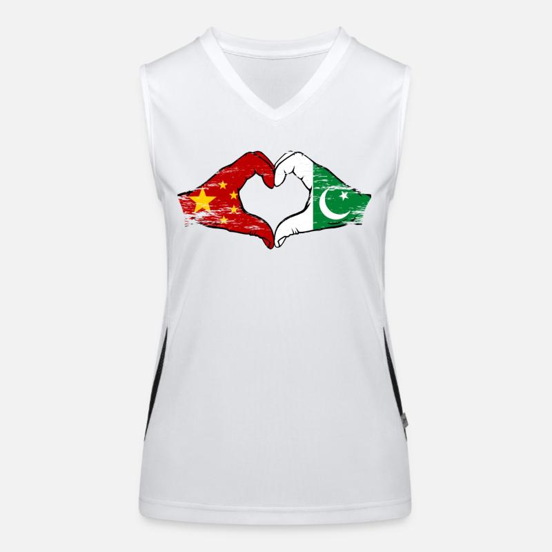 Chine Pakistan drapeau mains forme de coeur utilisé Débardeur respirant contrasté Femme