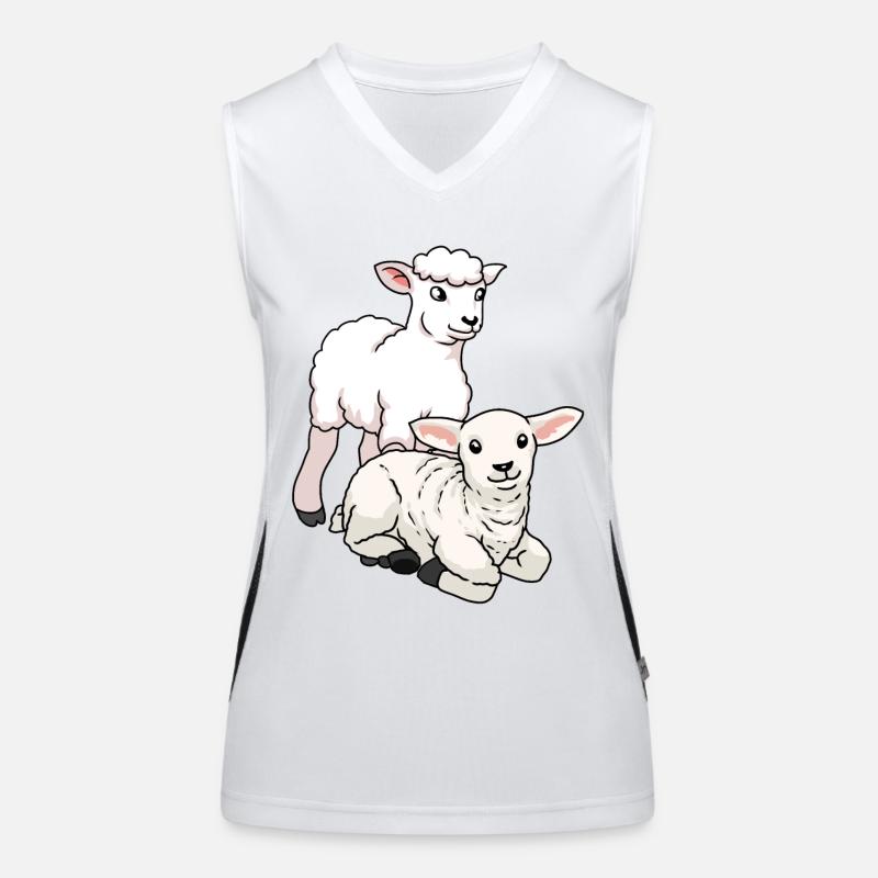 Sheep Easter lamb farm animals kids wool Women's Functional Contrast Tank Top